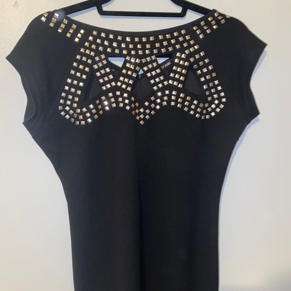 Black Studded with Cutouts Audrey Ann Dress